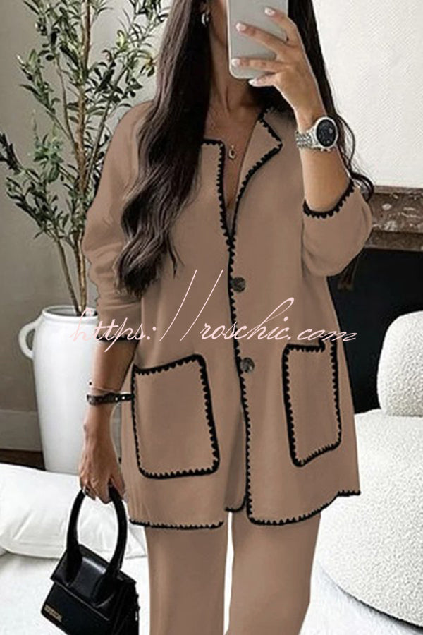 Easy To Style Edge Decorated Pocket Loose Fashion Jacket