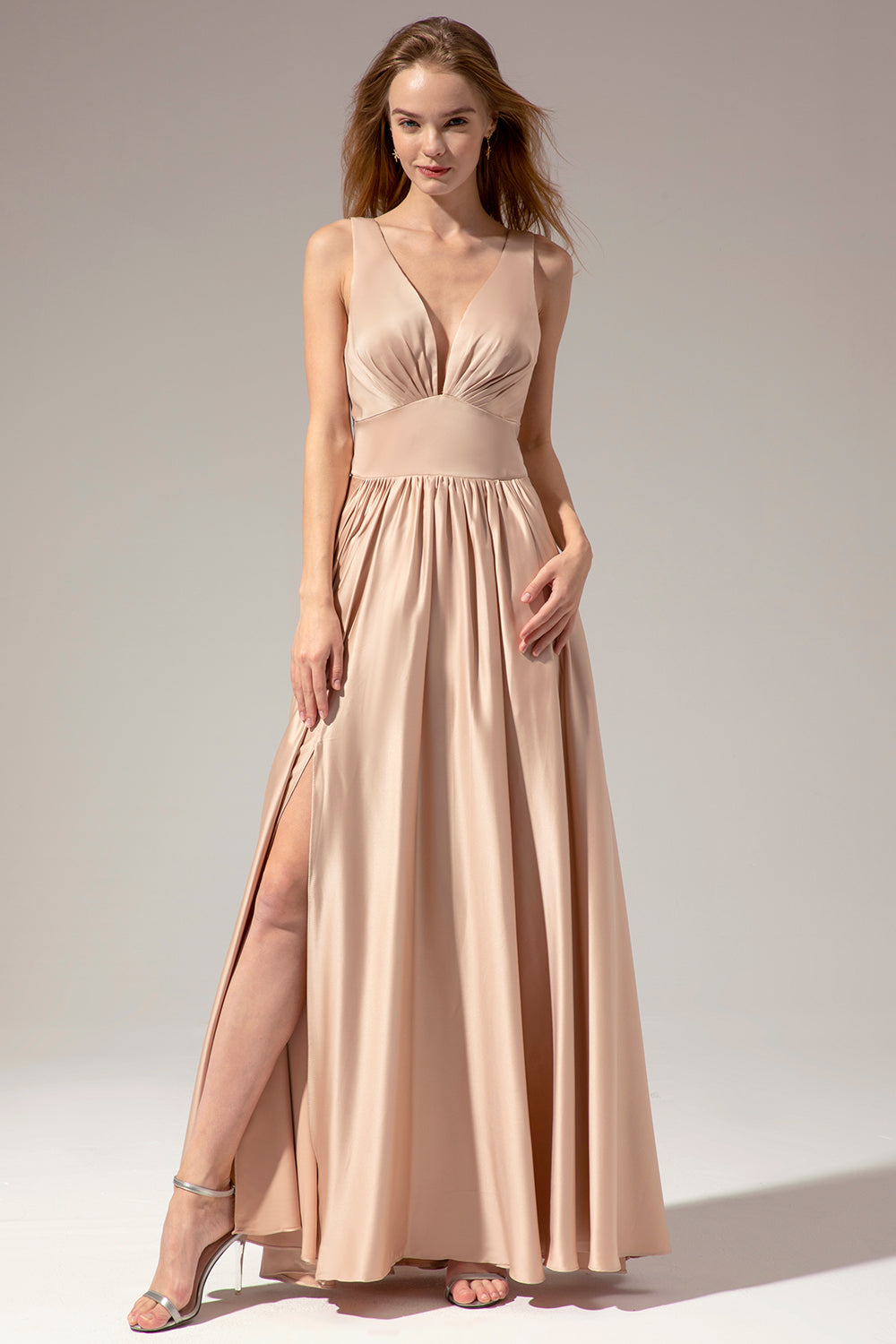 Satin Long Prom Party Dress With Slit