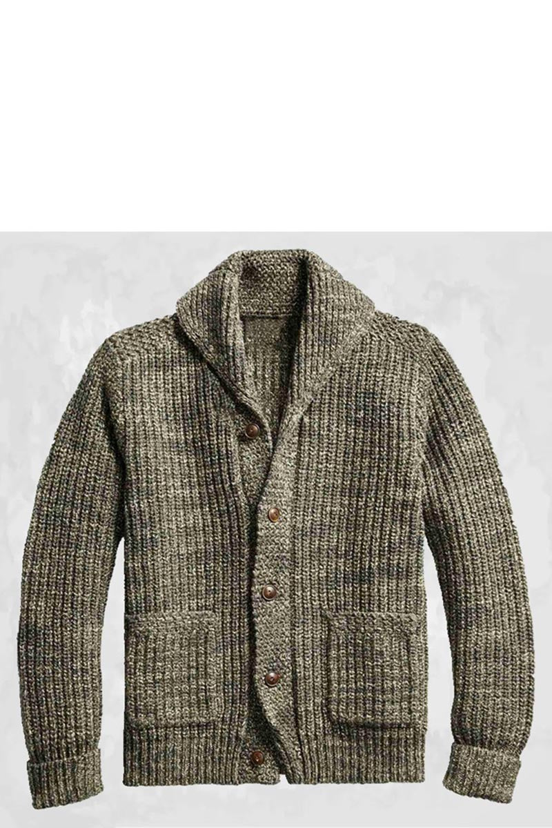 Uniqshe Men's Lapel Single Breasted Long Sleeve Cardigan Jumper Jacket