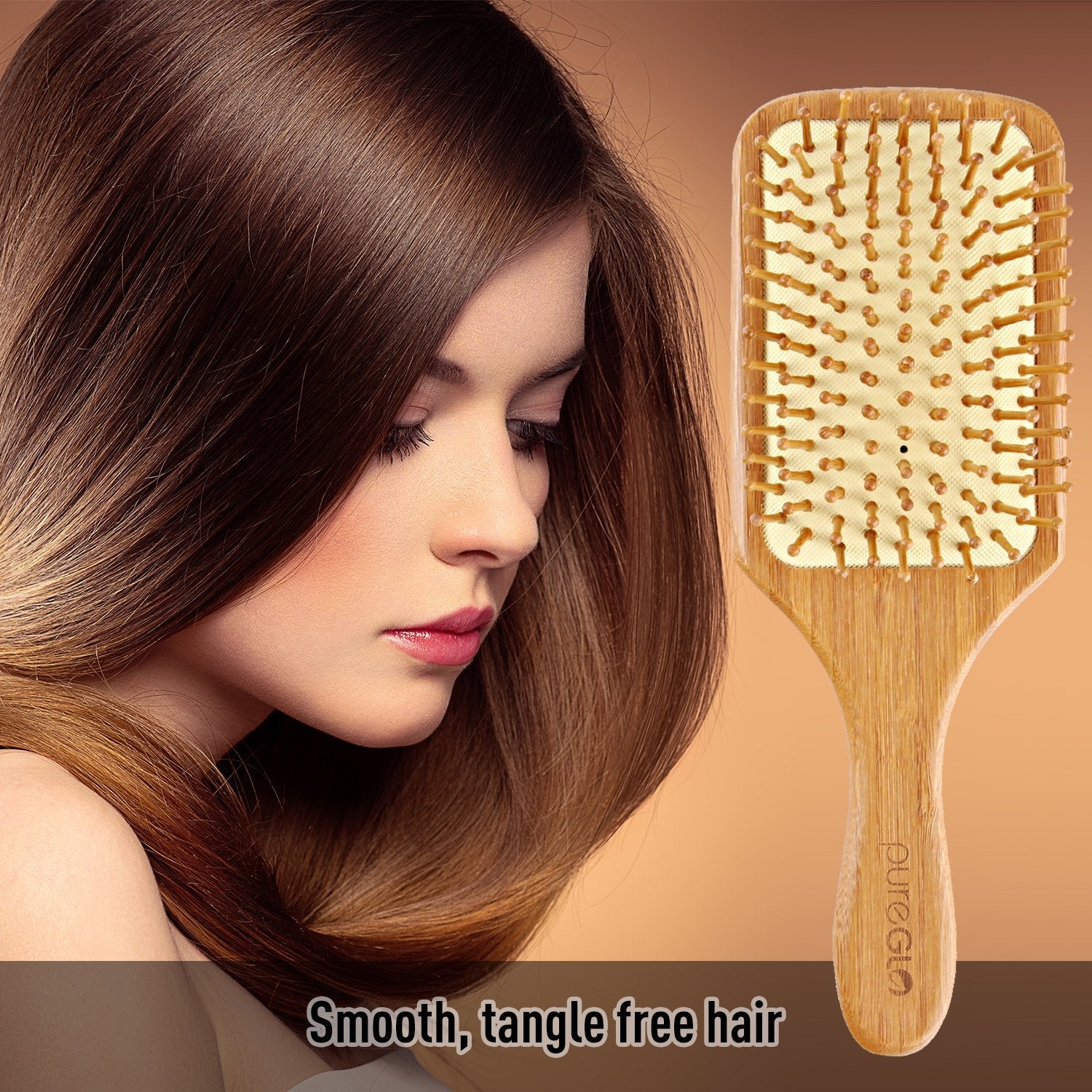 Natural Bamboo Bristle Hair Brush Square Large