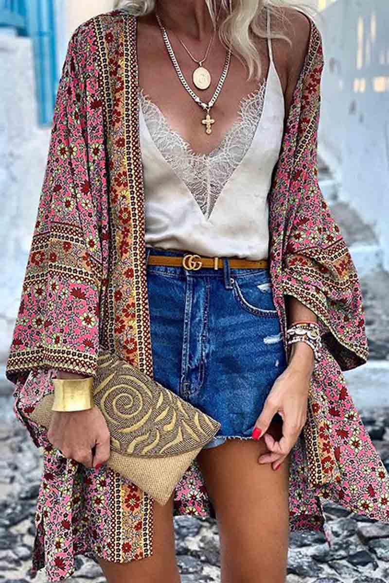 Boho Print Loose Cardigan