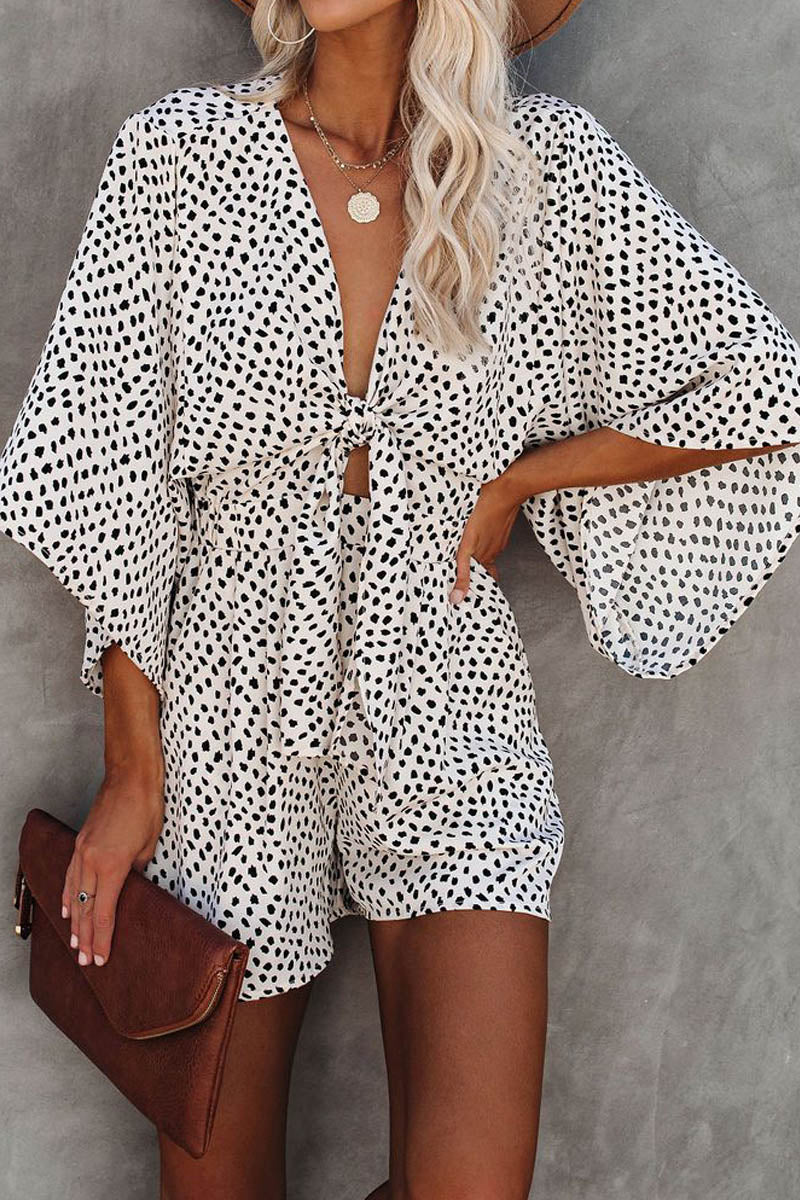 Well Behaved Printed Pocketed Tie Romper