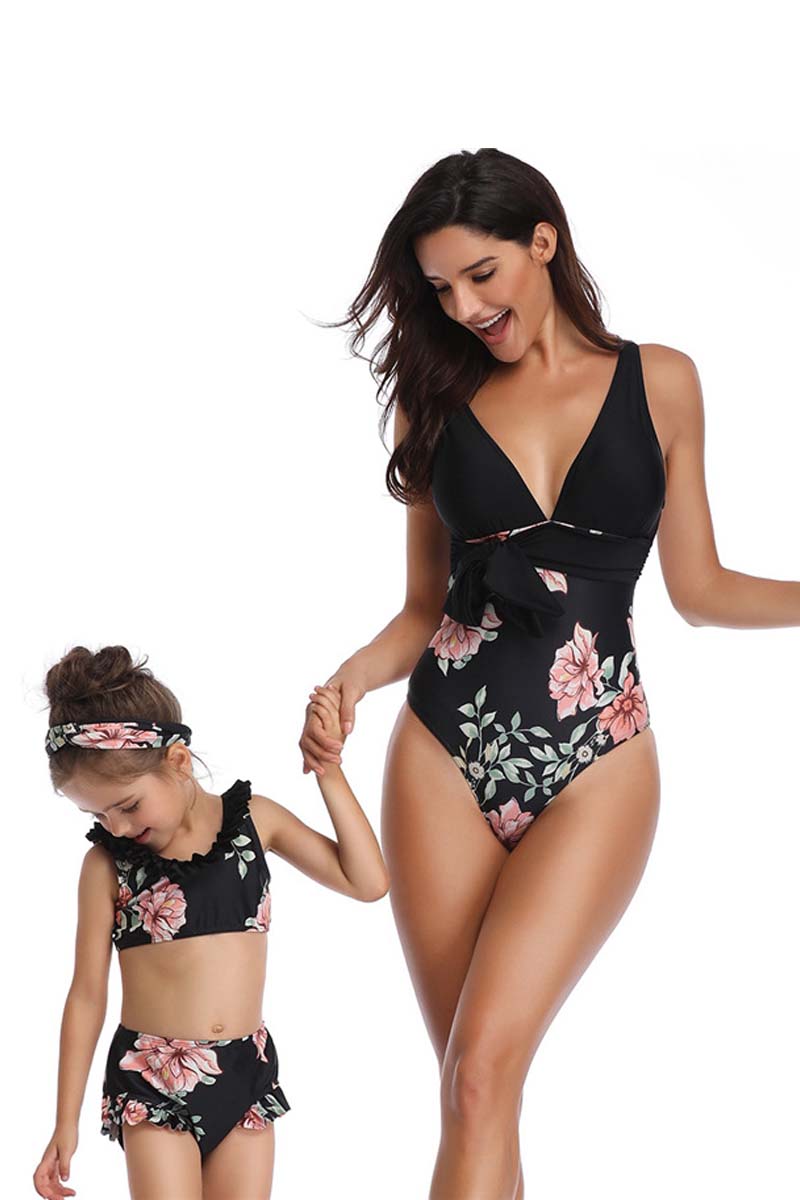 Floral Print Parent-child One Pieces Swimsuit