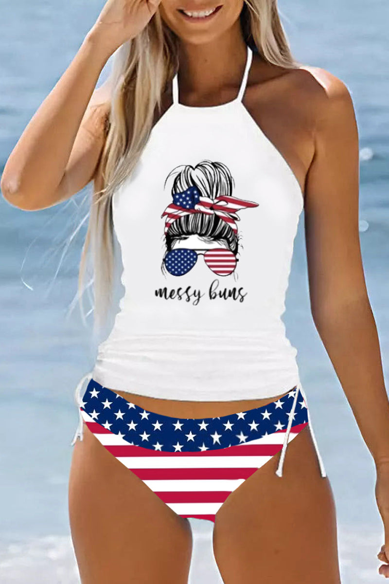 American Flag Halter Two Piece Swimwear