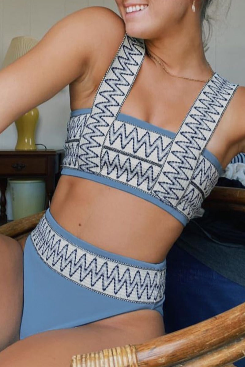 Patchwork Baby Blue Two pieces Swimsuit