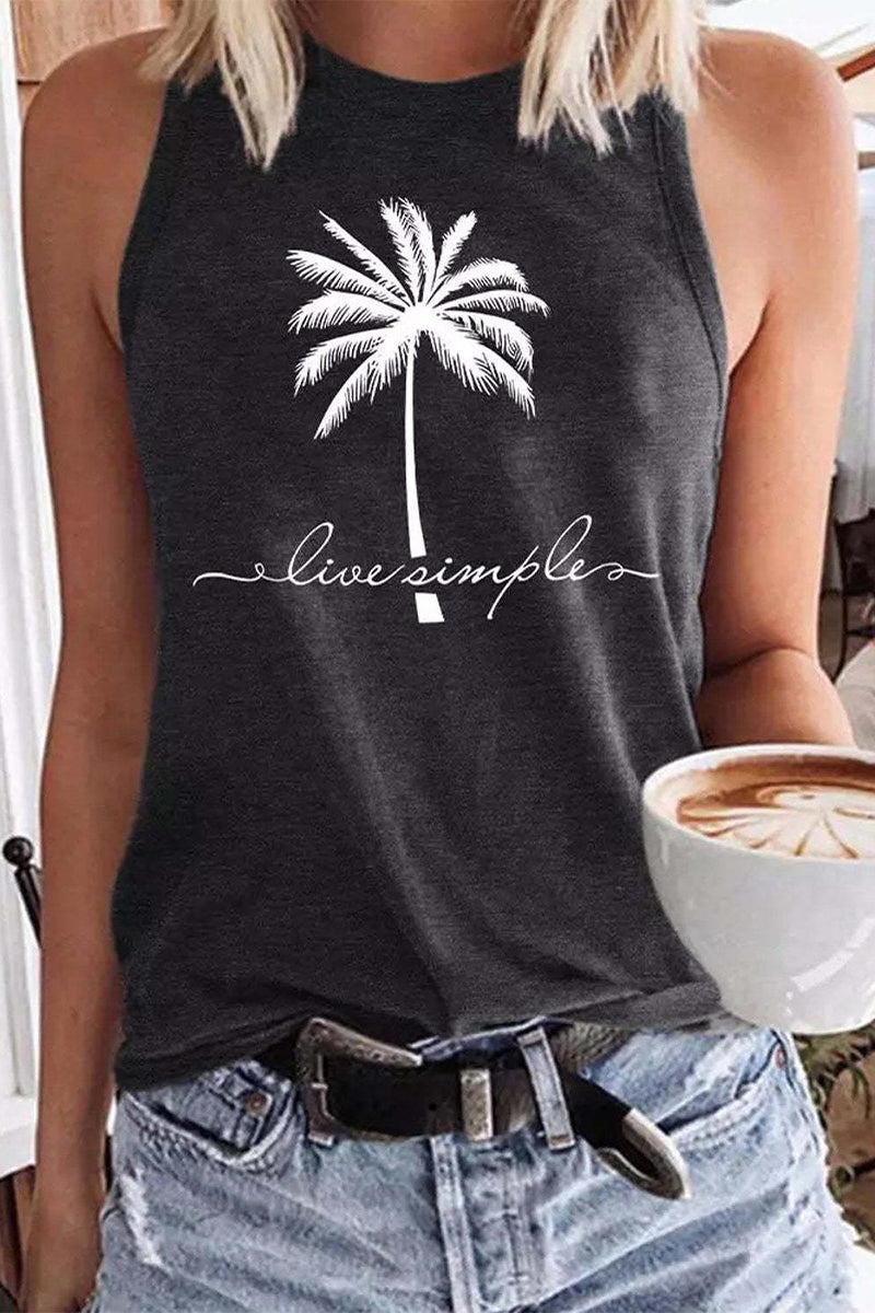 Coconut Print Casual Tank Top