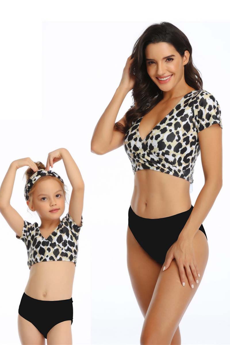 Leaf Print Parent-child Two Pieces Swimsuit