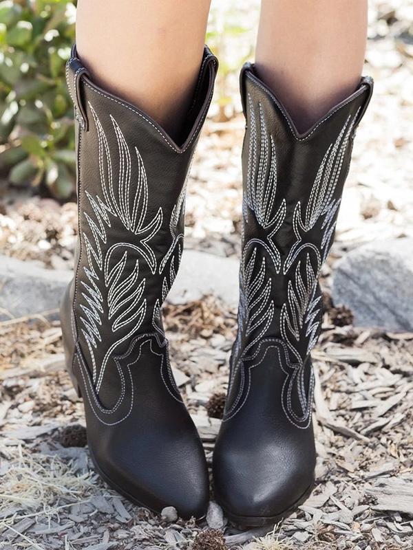 Tribal Embroidery West Cowboy Street Boots