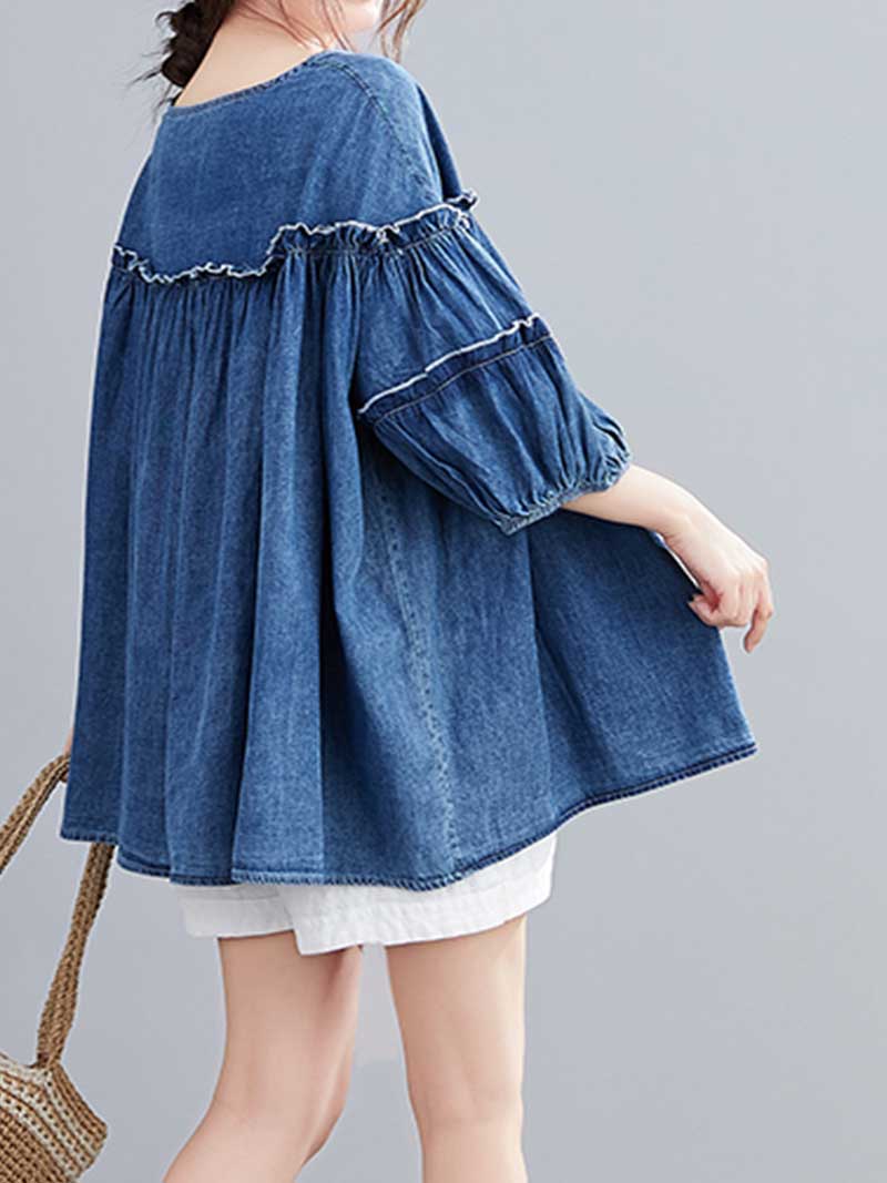 Only the Lonely Plain Denim Top