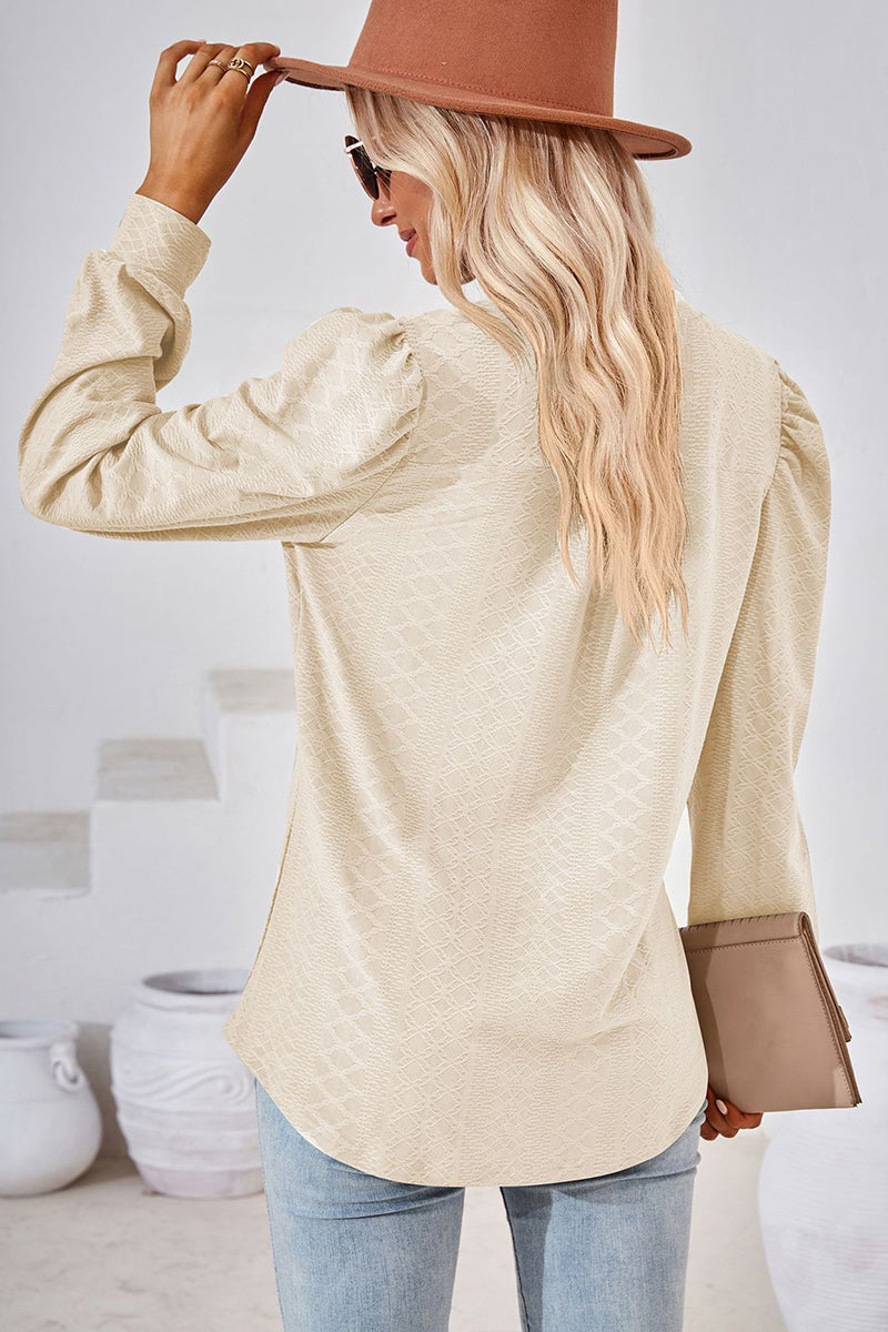 Jacquard V-neck Long Sleeve Top