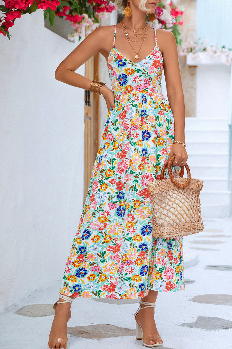 Floral Printed Strap Midi Dress