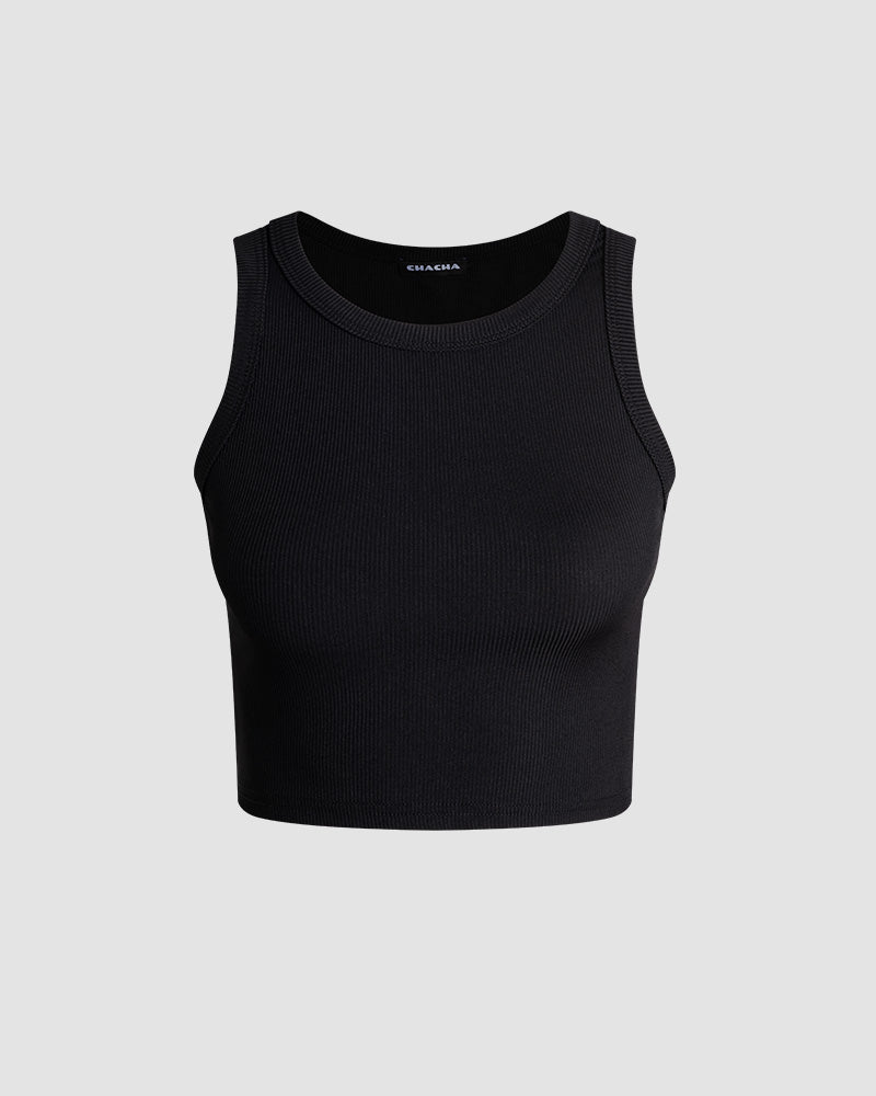 Essence Ribbed Cropped Tank Top