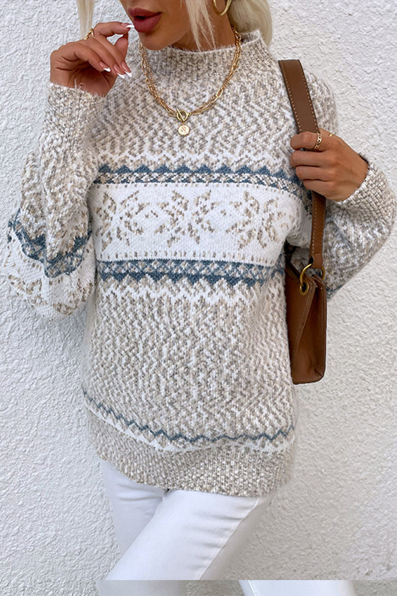 Christmas Half Turtleneck Snowflake Sweater