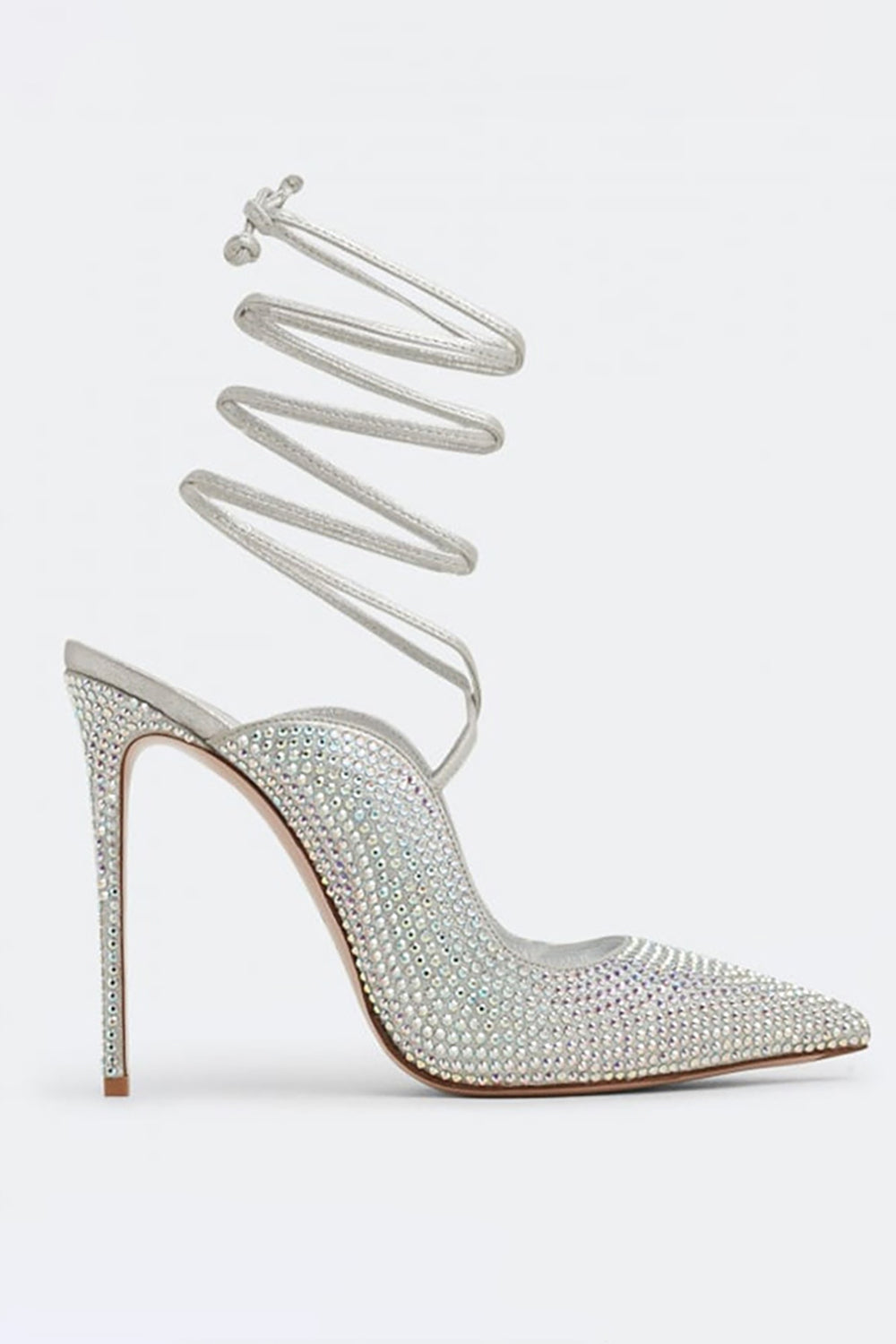 Sparkly Silver Beaded Stiletto High Heels