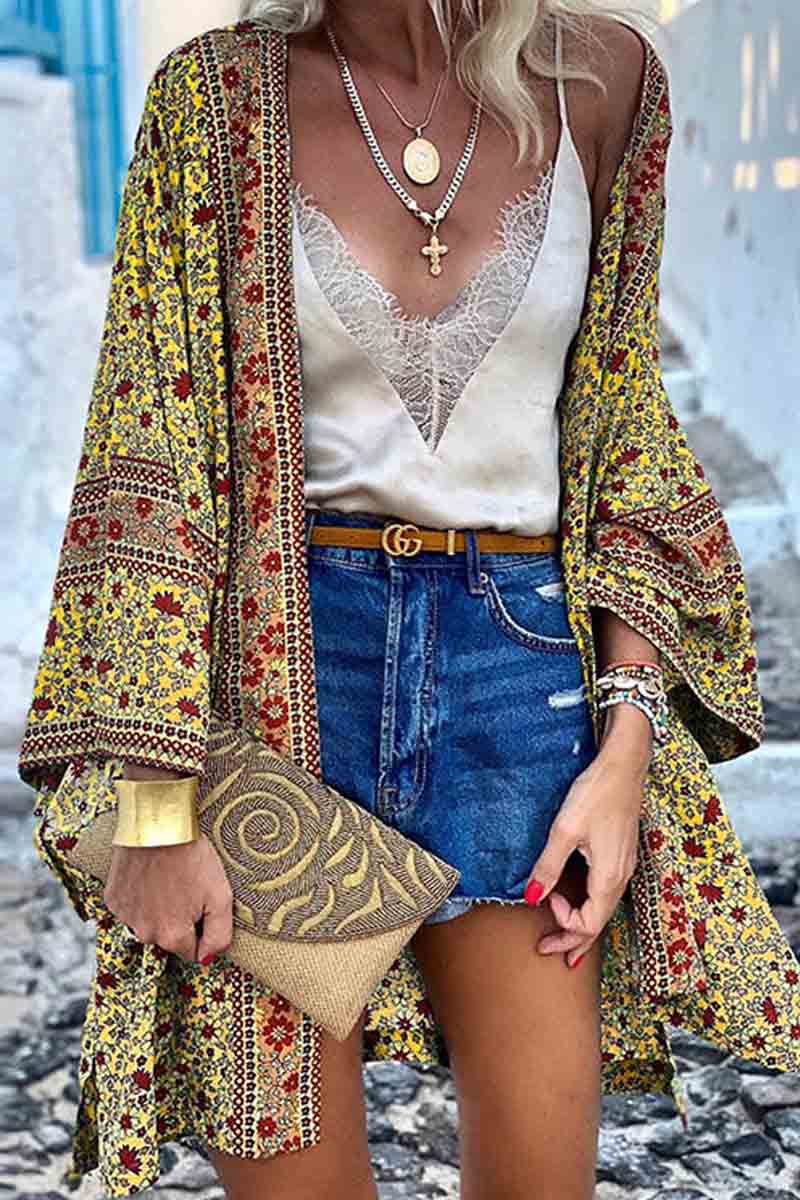 Boho Print Loose Cardigan