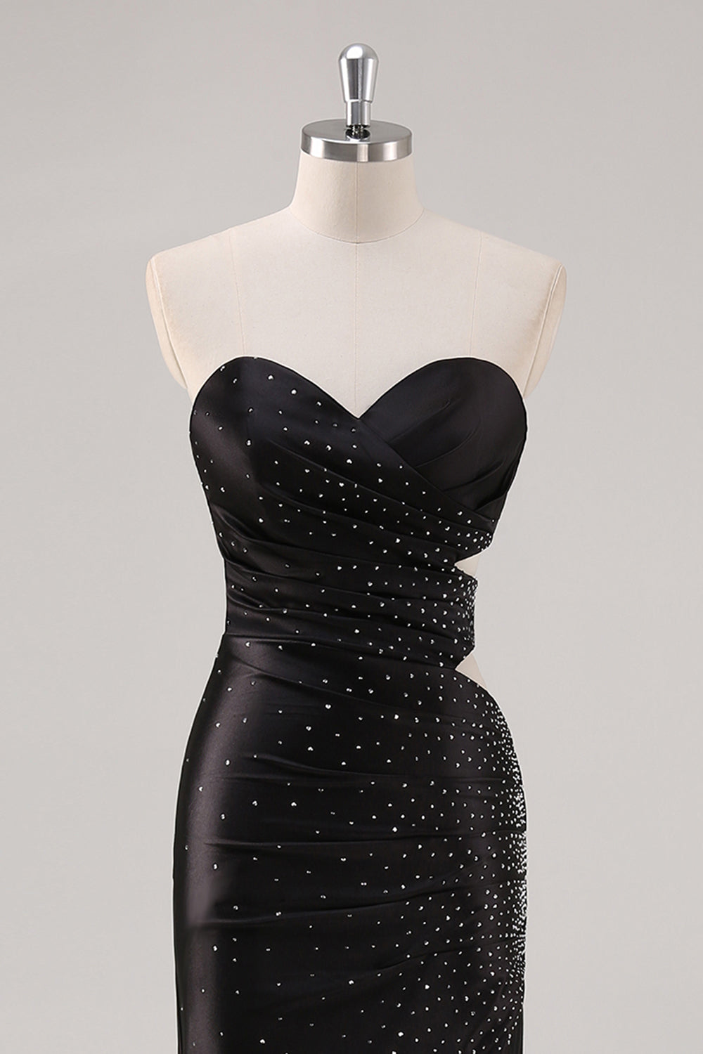 Sparkly Sweetheart Black Sheath Prom Dress with Slit