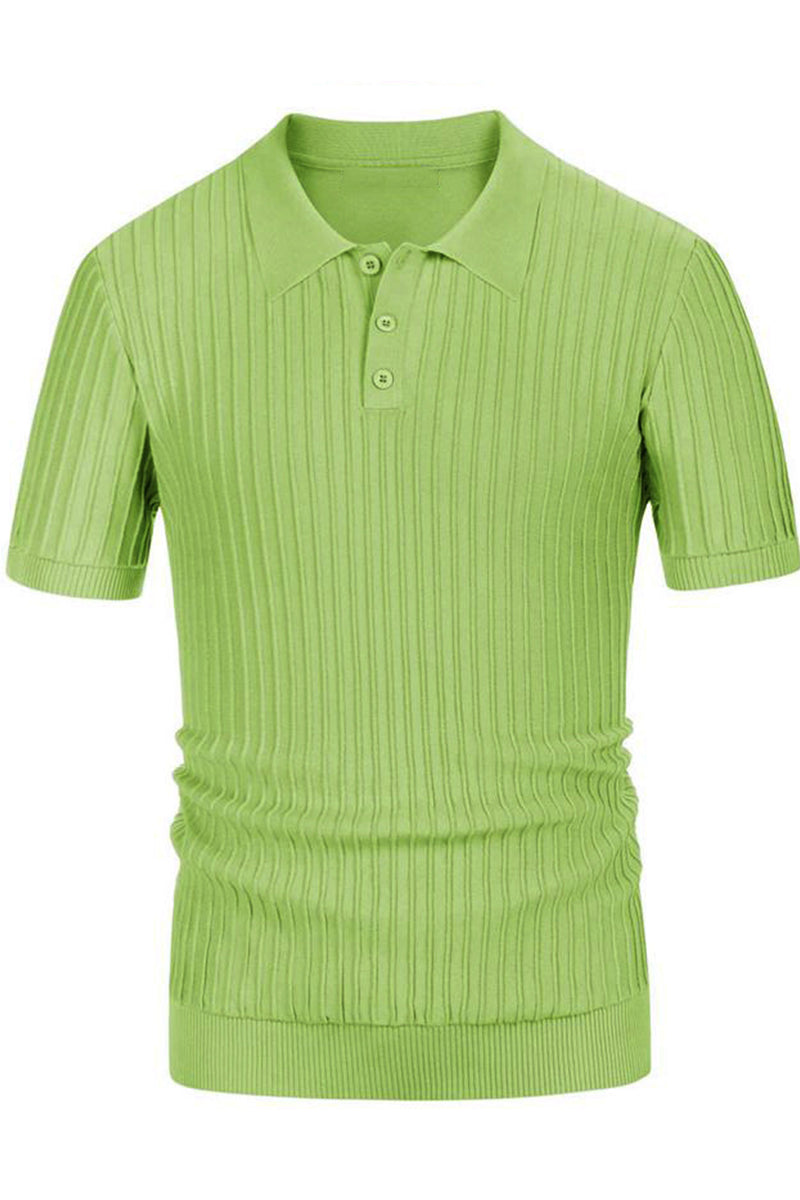 Men's Summer Casual Candy Color Knitted Polo Shirt