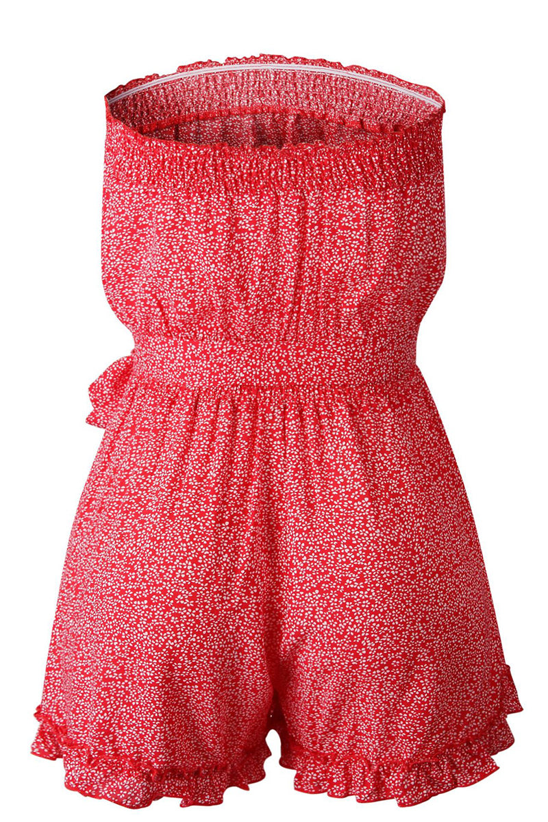 Smocked Floral Strapless Romper