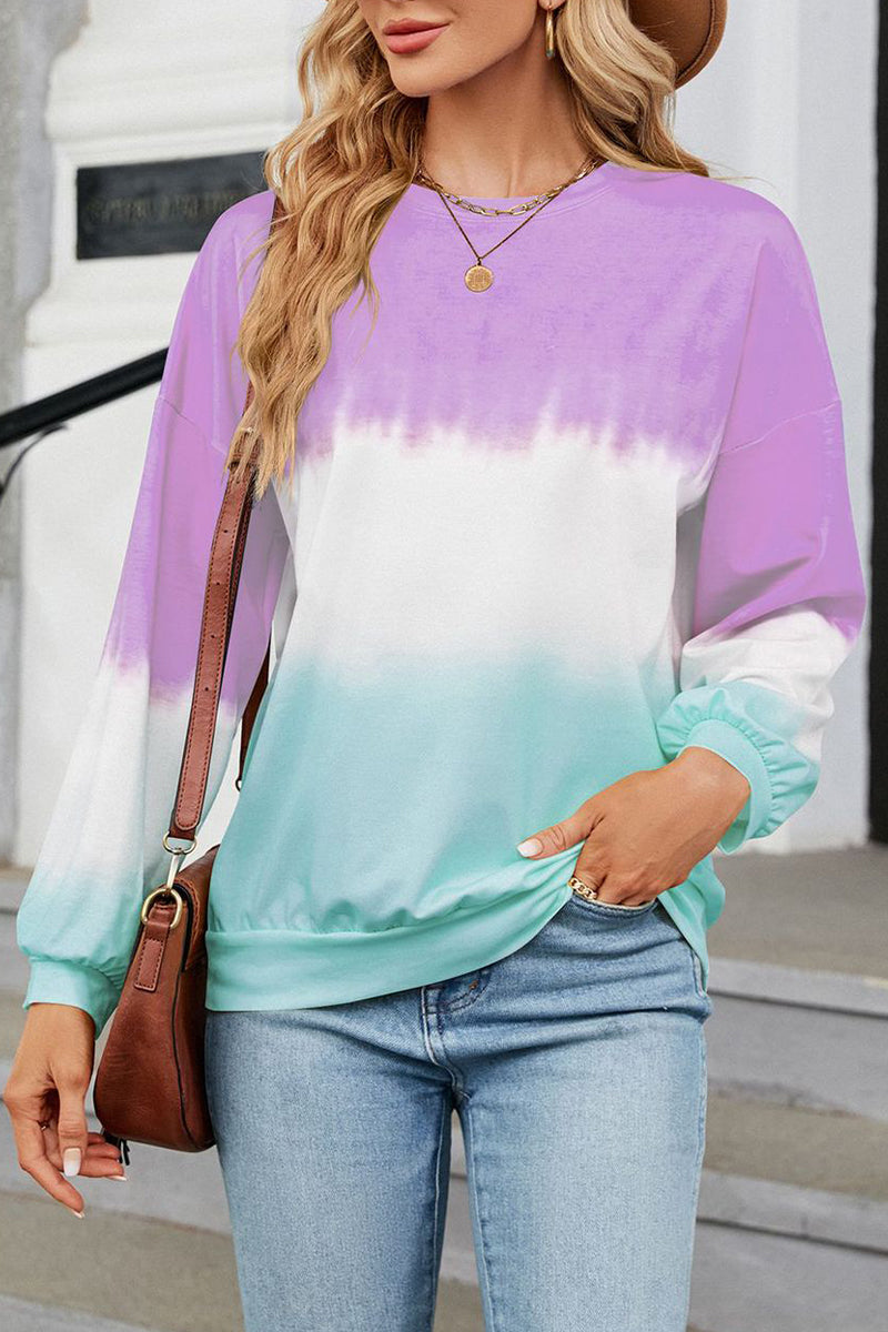 Tie-dye Patch Work Round Neck Top