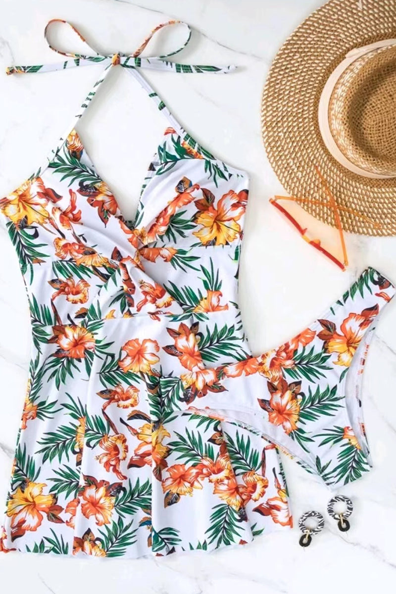 Halter Floral Print Two Pieces Swimsuit