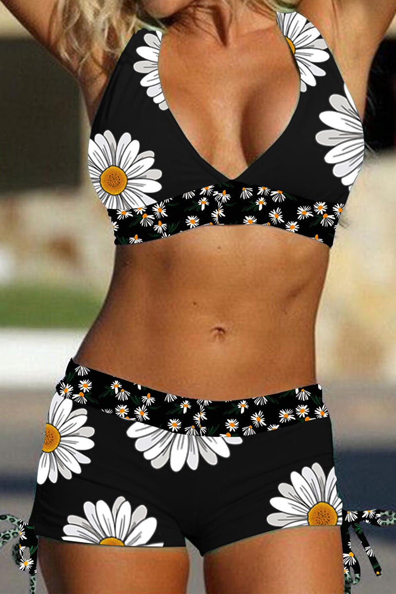 Floral Print Top Pants Two Piece Swimwear