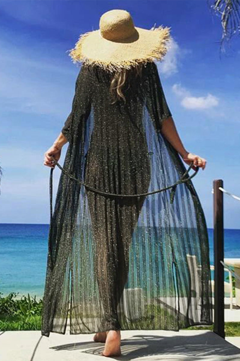 Black Crochet Trim Maxi Cover Up