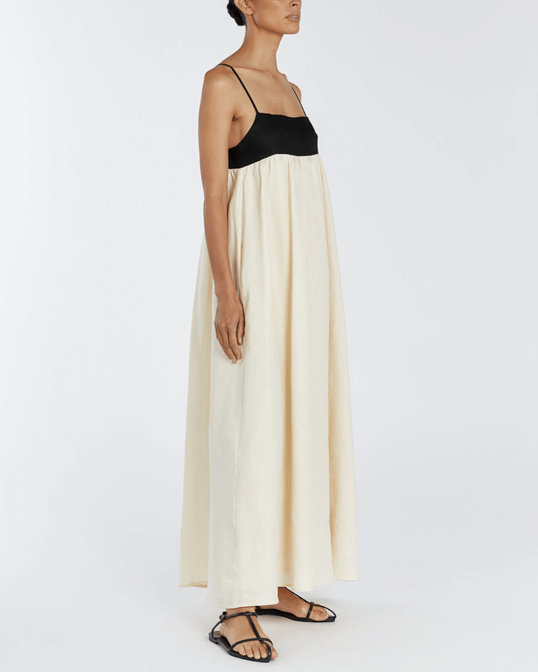 Buttermilk Linen Loose Maxi Dress - Fashionpara