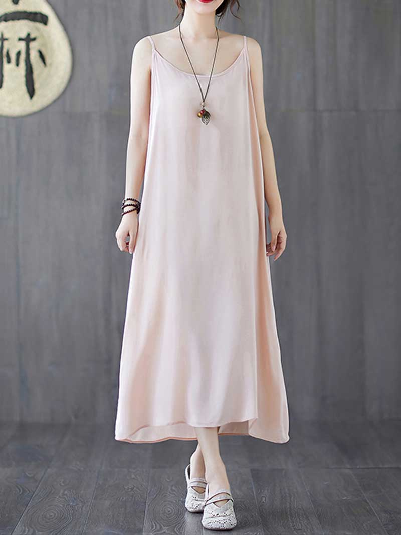 Plain Cotton Slip Dress - Fashionpara