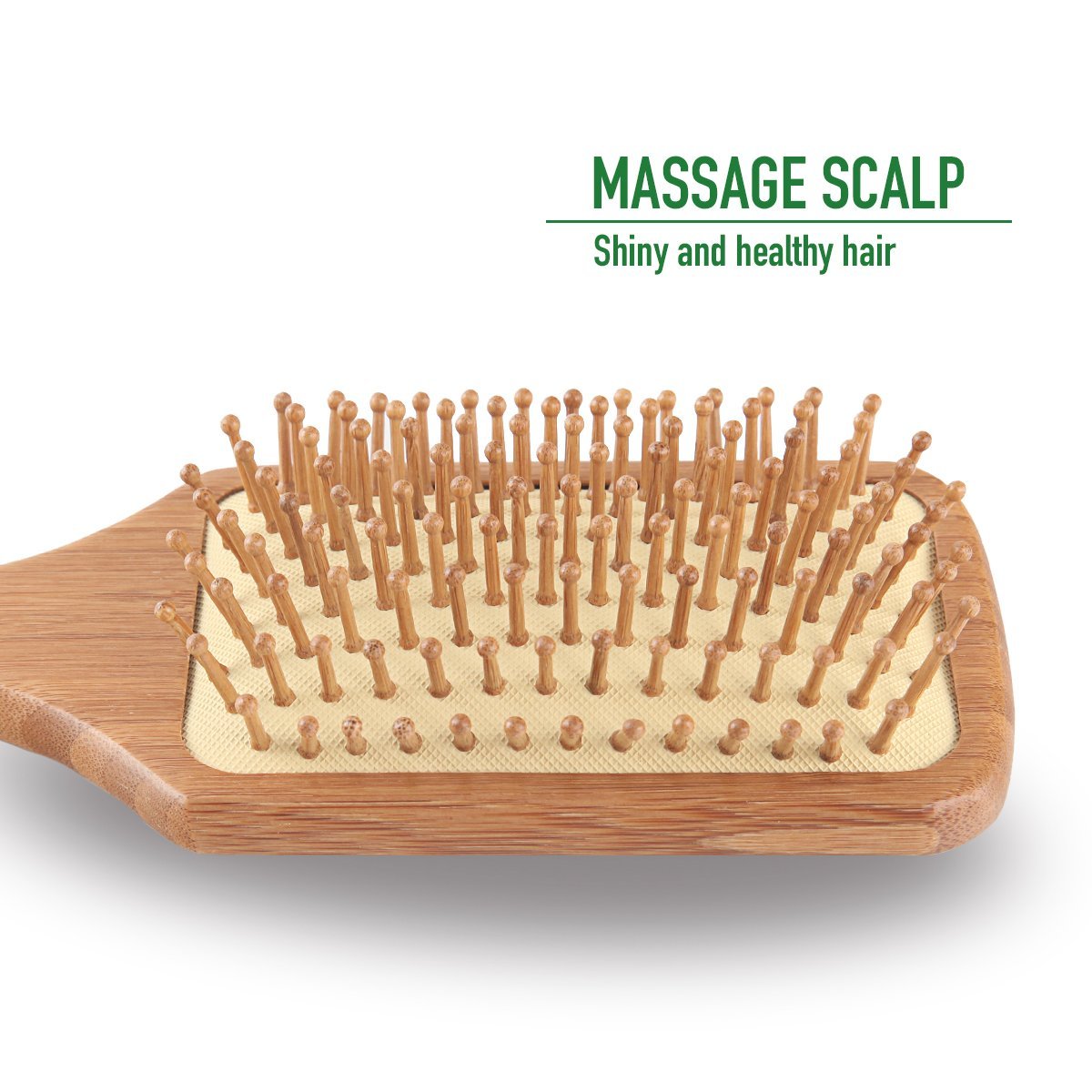 Natural Bamboo Bristle Hair Brush Square Large