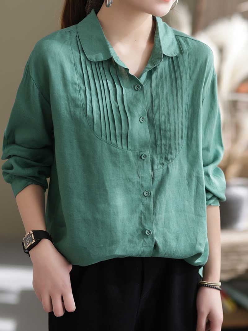 Give Me Reason Pleated Linen Shirt Top