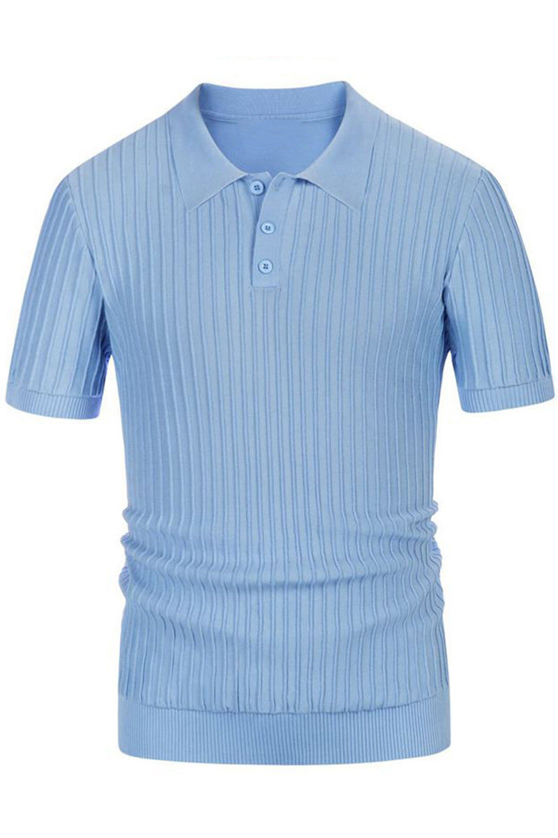 Men's Summer Casual Candy Color Knitted Polo Shirt