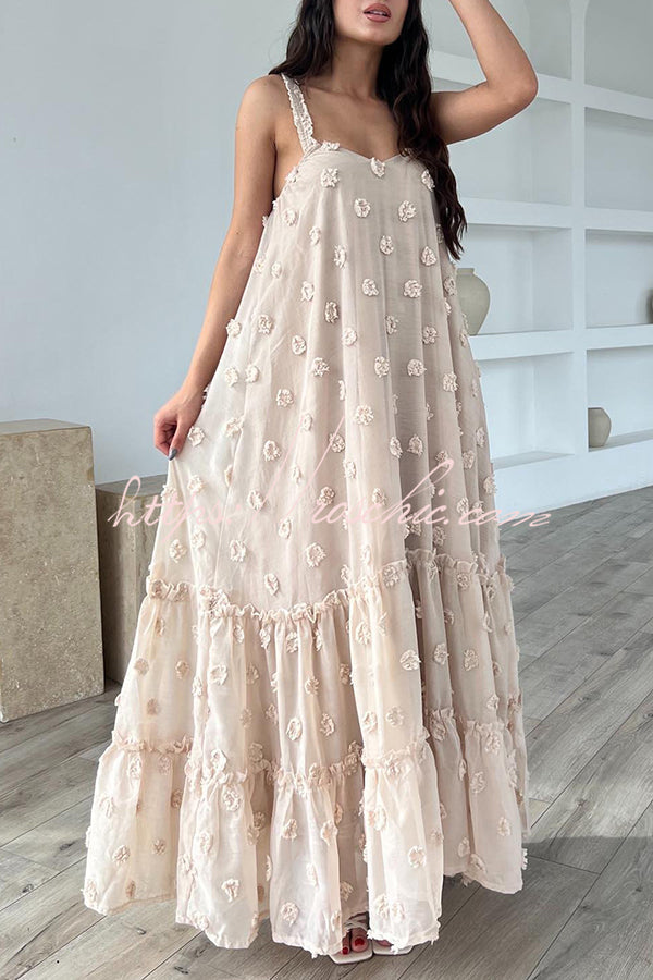 Pretty Lady Flower Decor A-line Layered Loose Maxi Dress - Fashionpara