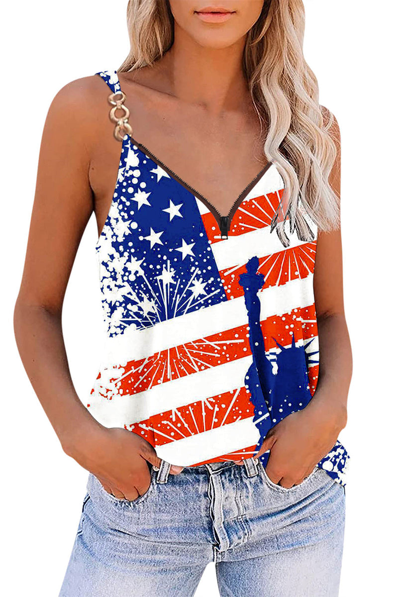 American Flag Print Casual Camisole