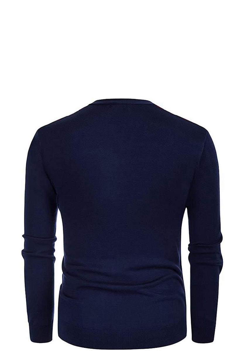 Men's V-Neck Long Sleeve Knitted Polo Cardigan