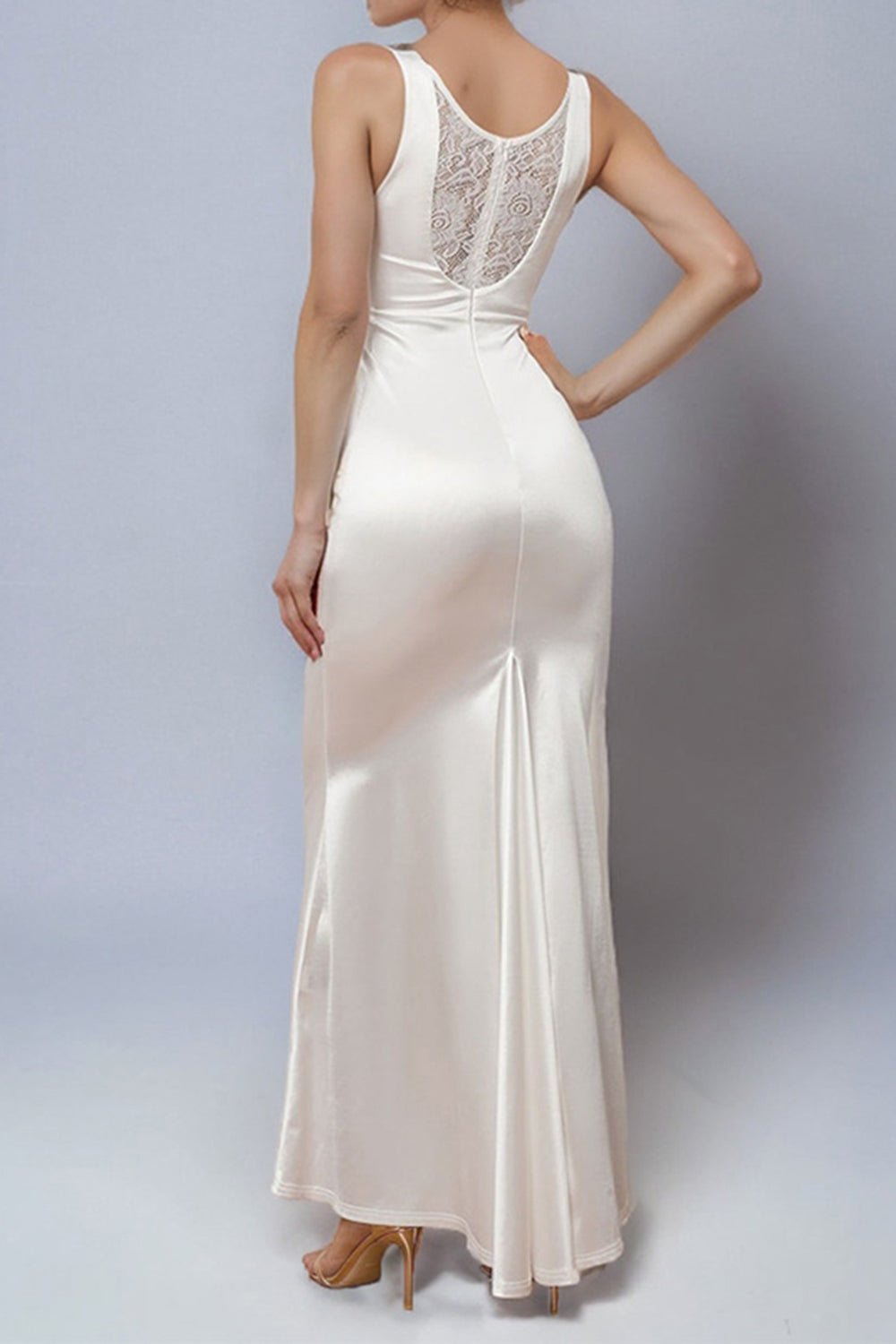 Simple Spaghetti Straps White Mermaid Long Wedding Dress