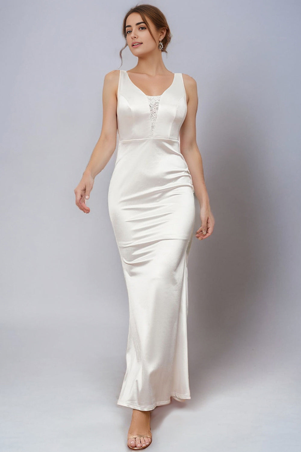 Simple Spaghetti Straps White Mermaid Long Wedding Dress