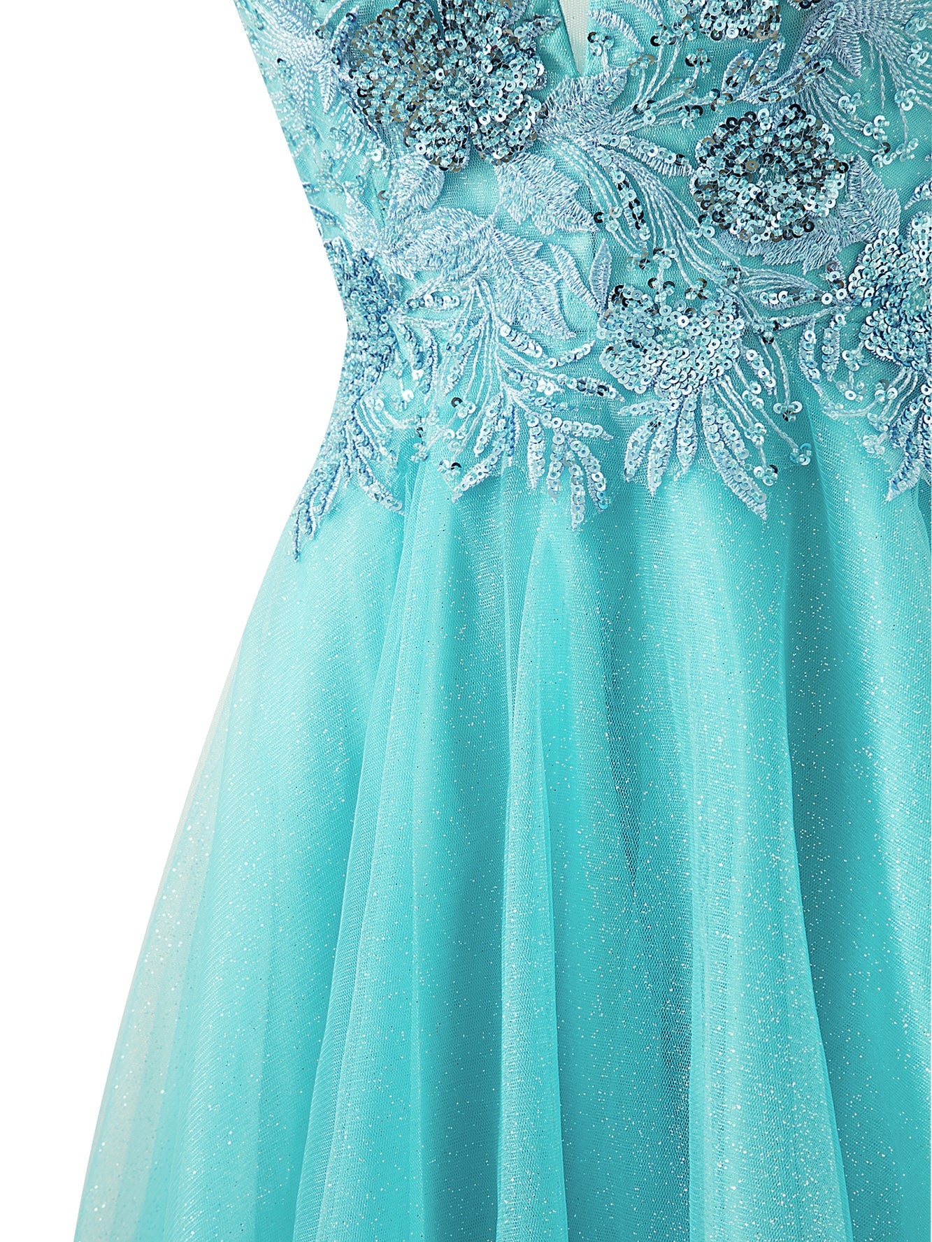 Sofia A-Line Short Spaghetti Strap Glittering Tulle Homecoming Dress