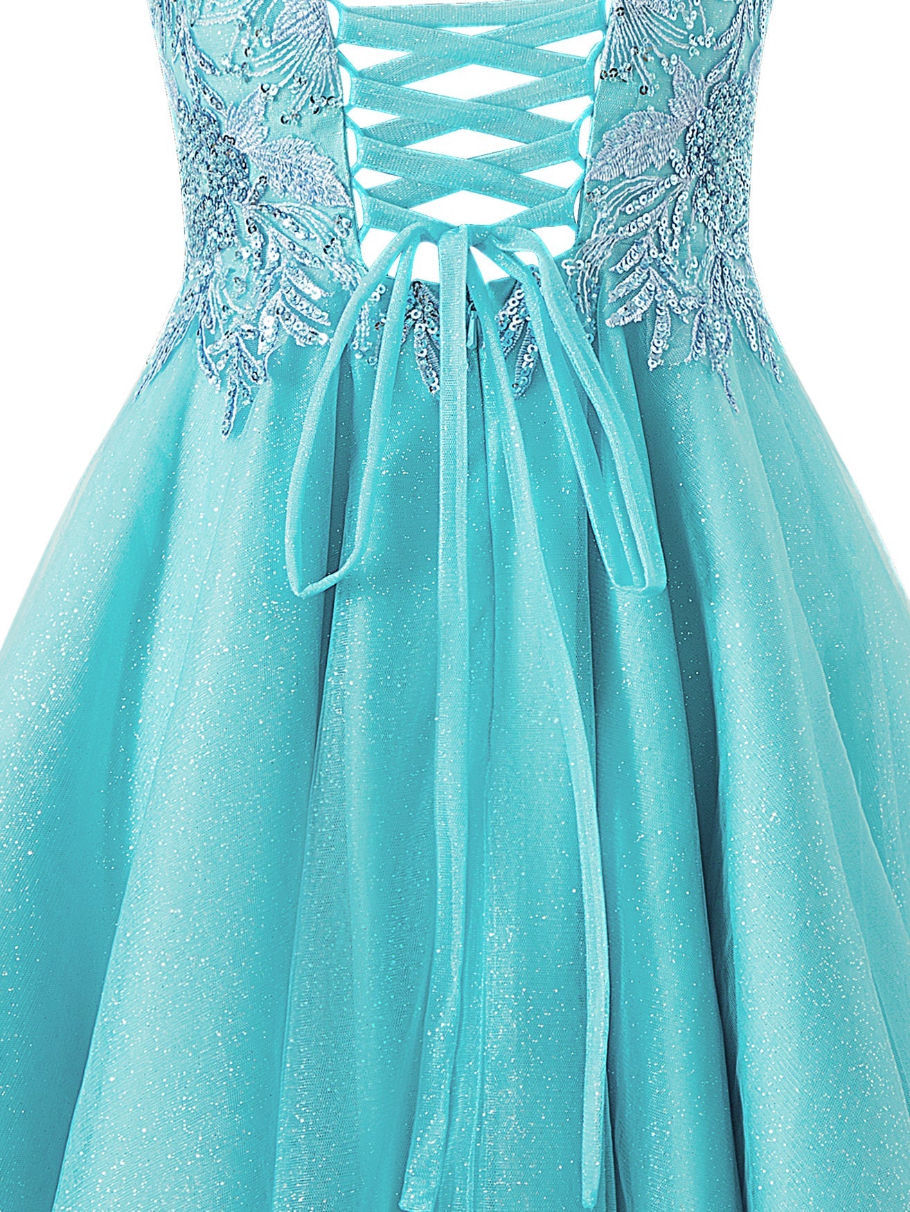 Sofia A-Line Short Spaghetti Strap Glittering Tulle Homecoming Dress