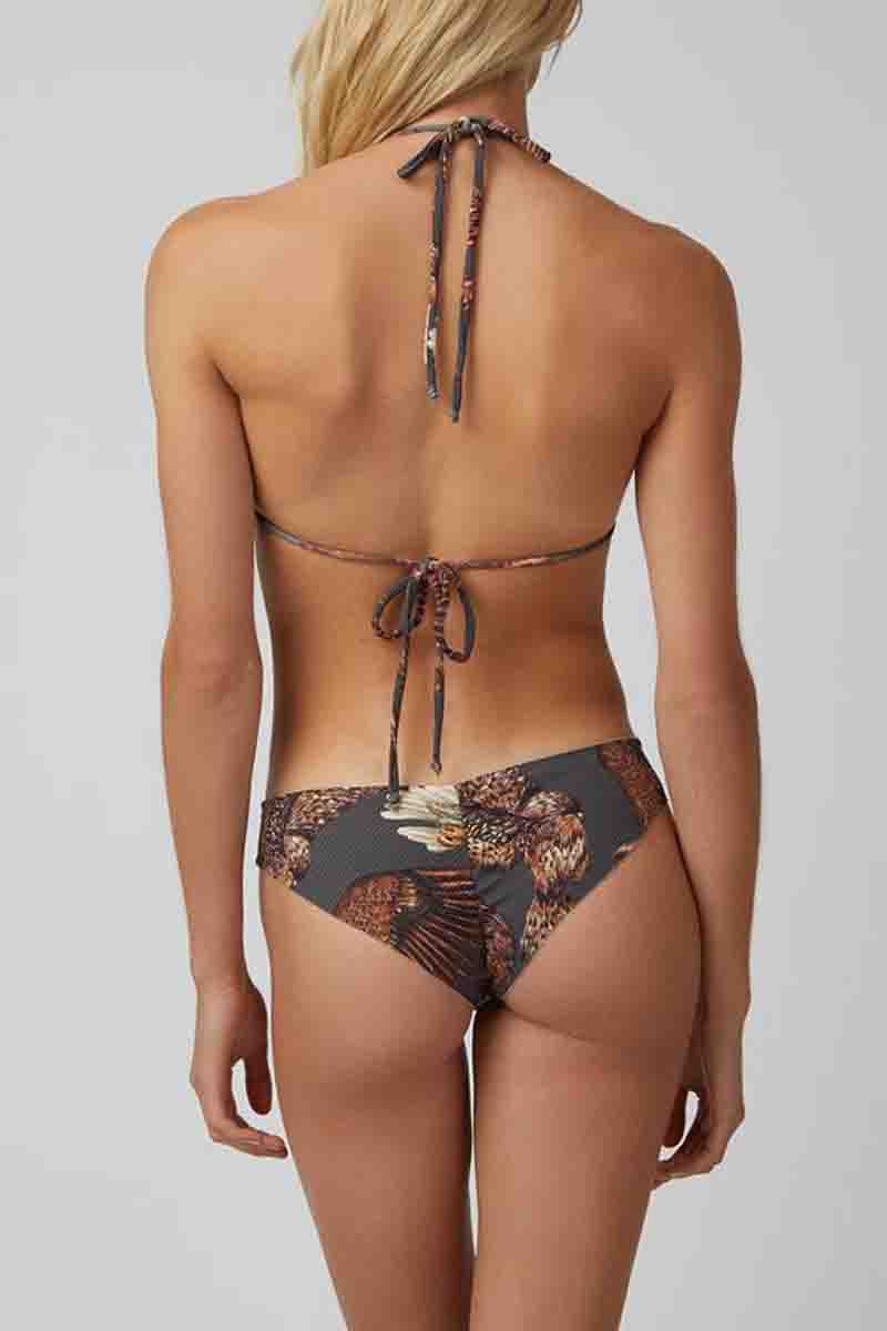 Spaghetti Strap Eagle Print Grey Two Pieces Swimsuit