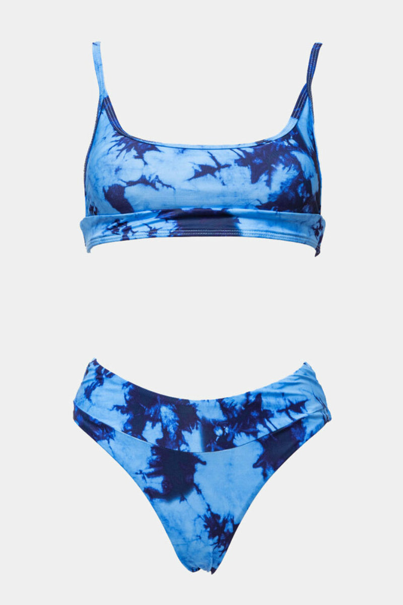 Bandeau Tie-dye Print Two Pieces Swimsuit (8 Colors)