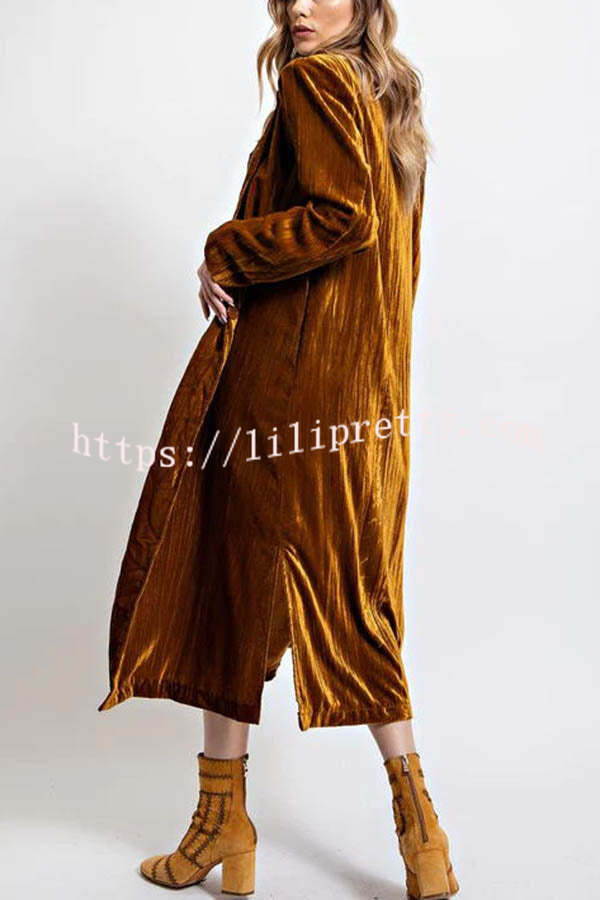 Stunning Soulmate Velvet Pocketed Lapel Kimono Coat