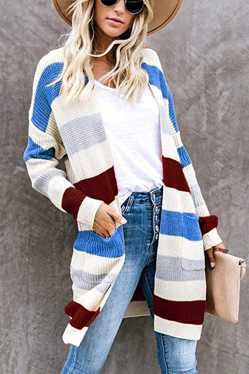 Multicolor Striped Knitted Cardigan