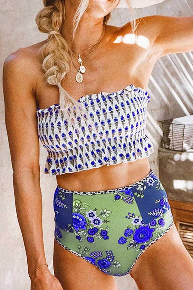 Floral Sleeveless Bikini Two Piece Swimsuit