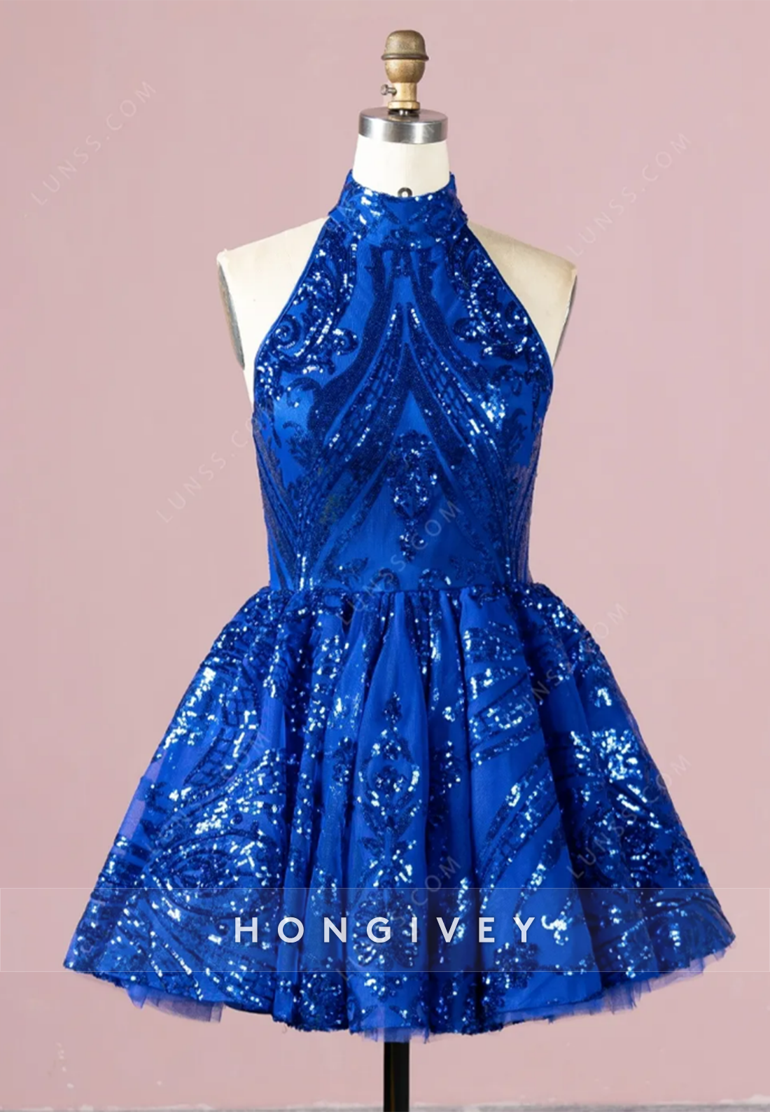 A-Line Round Sleeveless Appliques Lace-Up Homecoming Dress