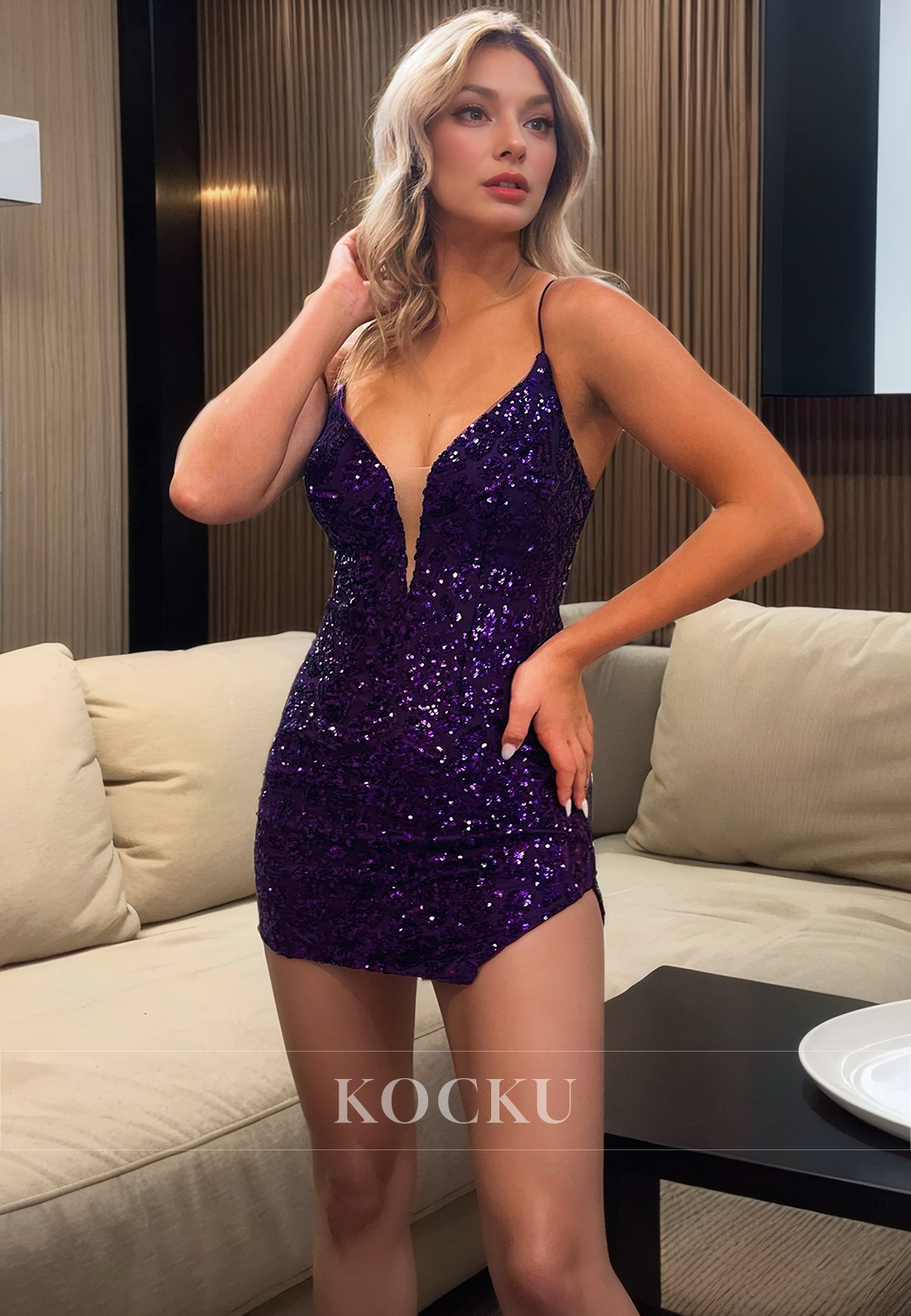 Sexy & Hot Criss-Cross Straps Sleeveless Sequined Party Homecoming Dress