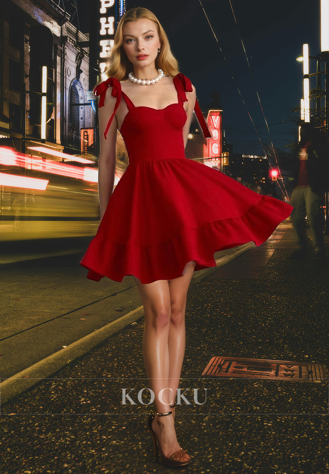 Chic & Modern Straps Square Satin Party Homecoming Dress