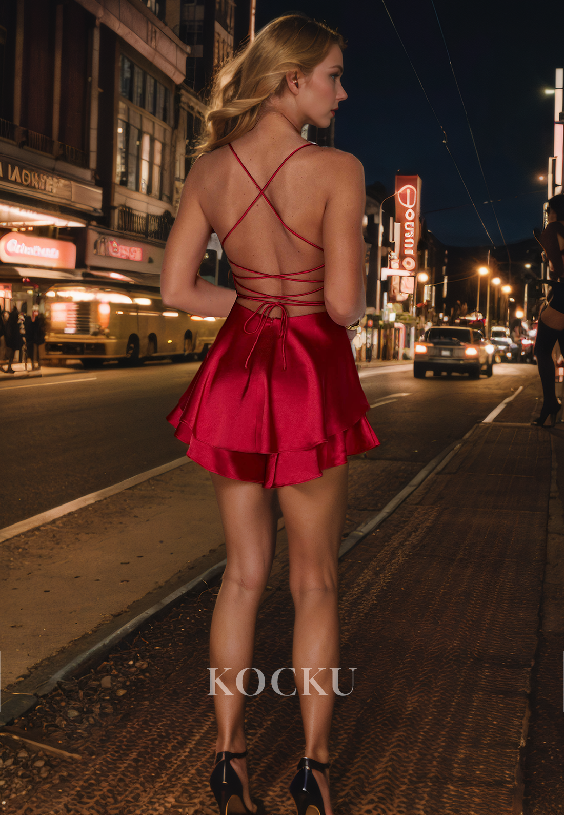 Elegant & Simple Spaghetti Straps Scoop Backless Party Homecoming Dress