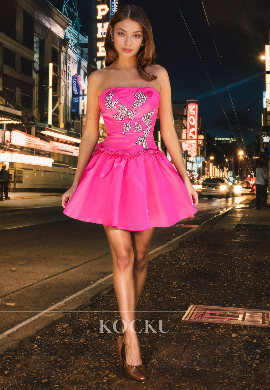 Elegant & Luxurious Off-Shoulder Rhinestone A-Line Party Homecoming Dress