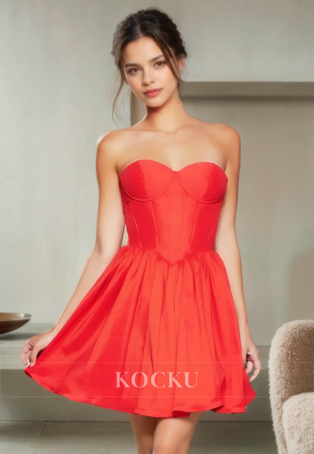 Classic & Timeless Off-Shoulder Sleeveless A-Line Satin Party Homecoming Dress