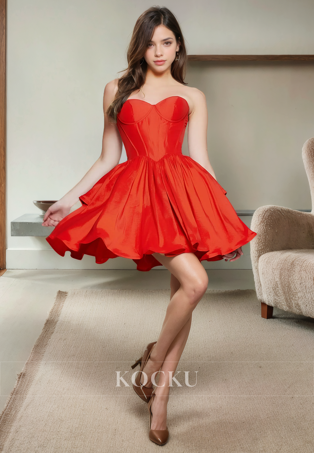 Classic & Timeless Off-Shoulder Sleeveless A-Line Satin Party Homecoming Dress